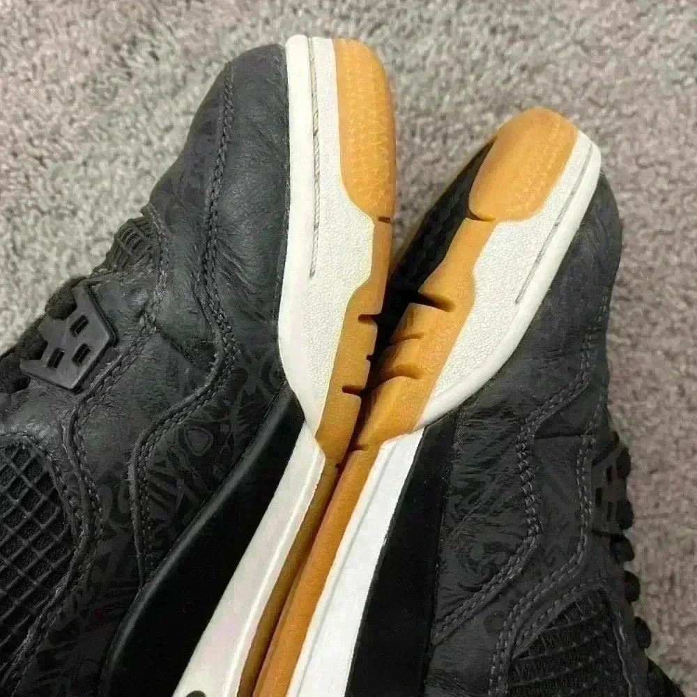 Sz 5.5 gs Jordan 4 Retro Mid Laser black gum bottom athletic sneaker streetwear - Picture 8 of 8